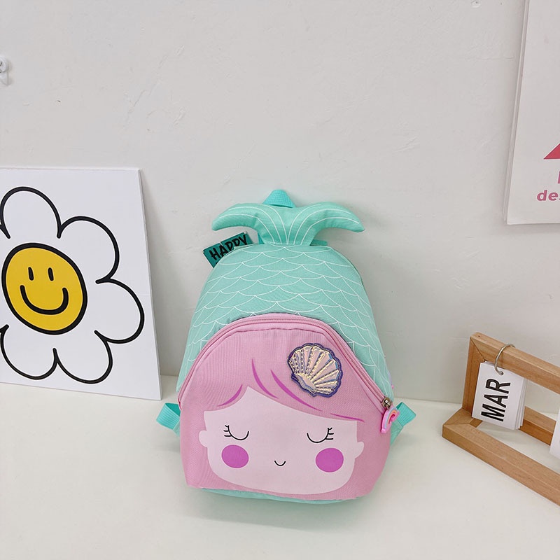 Ba Lô Đi Học Vải Nylon Nhẹ In Hoạt Hình Nàng Tiên Cá Kiểu Hàn Quốc Xinh Xắn Cho Bé Mẫu Giáo