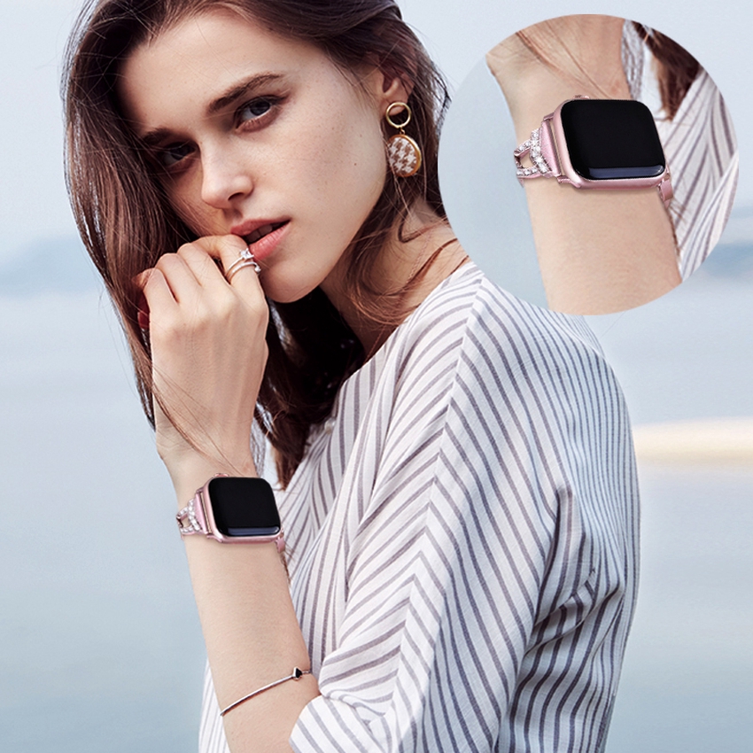 Dây đeo bằng thép không gỉ cho đồng hồ thông minh Apple Watch Series   7 6 SE 5 4 3 2 1 iWatch 40 44 38 42 MM