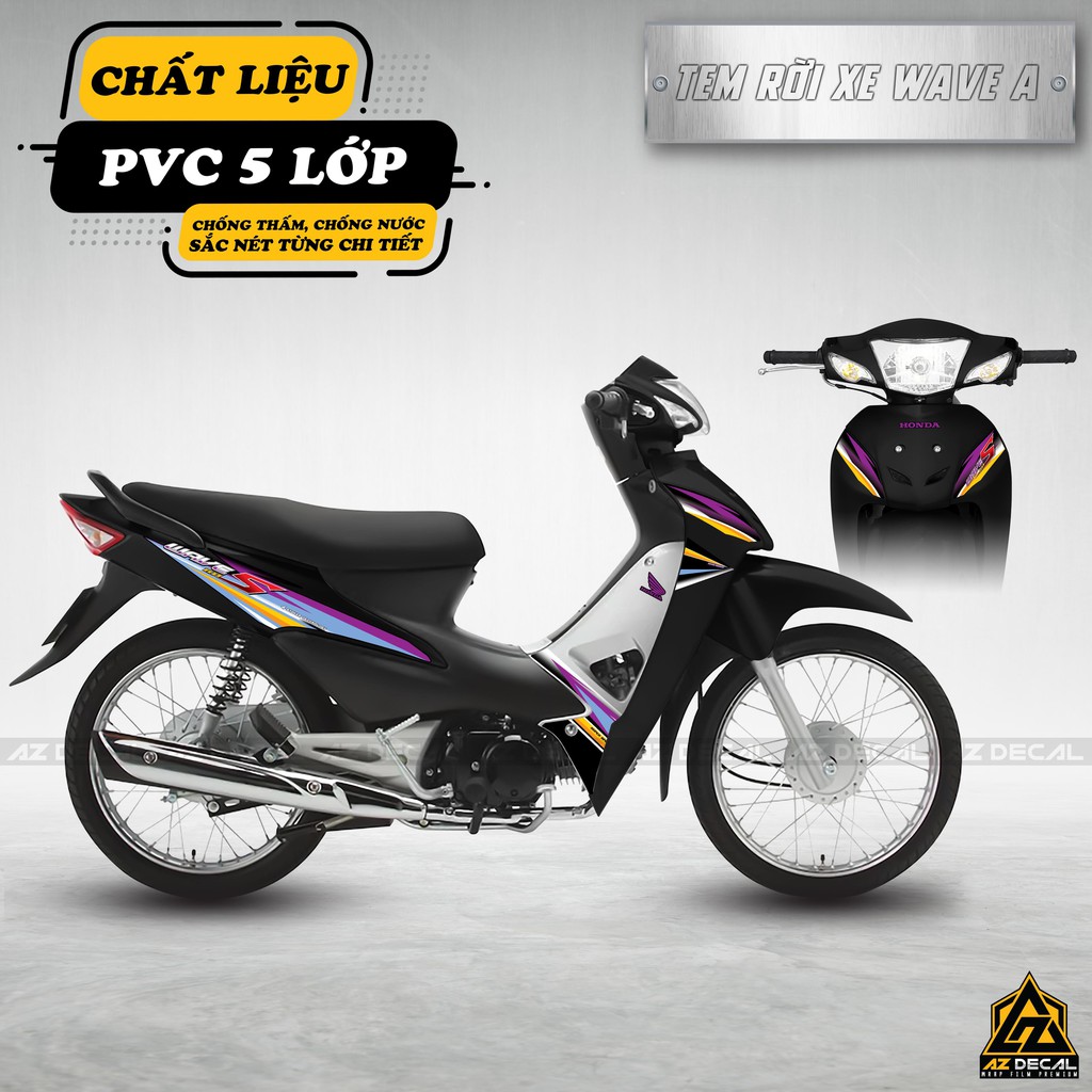 Tem Wave Alpha Tím Super Sport, Khuôn Chính Xác 100% | WA061608 | Chất Liệu PVC 5 Lớp - Chống Bay Màu