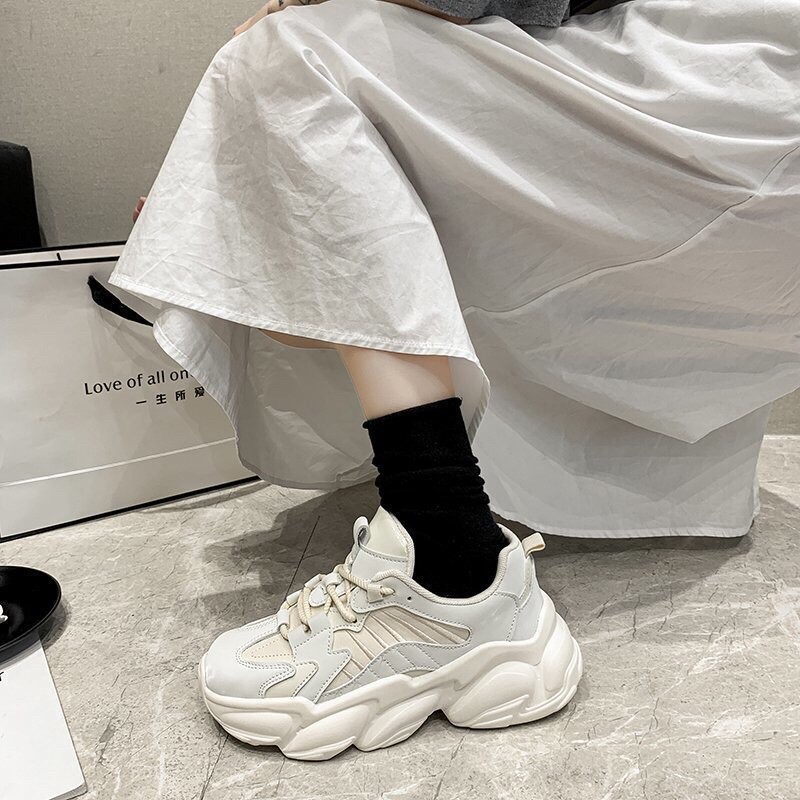 Giày thể thao nữ da PU,Giày Nữ Ulzzang Thể Thao Độn Đế Cao 5cm kiểu dáng cực trẻ trung năng động | BigBuy360 - bigbuy360.vn