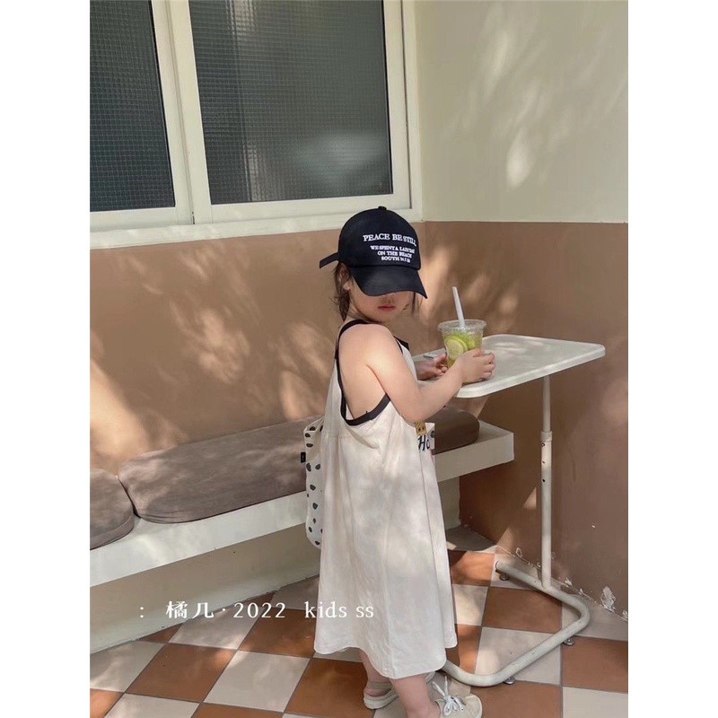 Đầm Mùa Hè 5 Món Gồm Áo Thun Tay Cộc In Họa Tiết Hoa Có Dây Đeo Hợp Thời Trang Cho Bé Gái