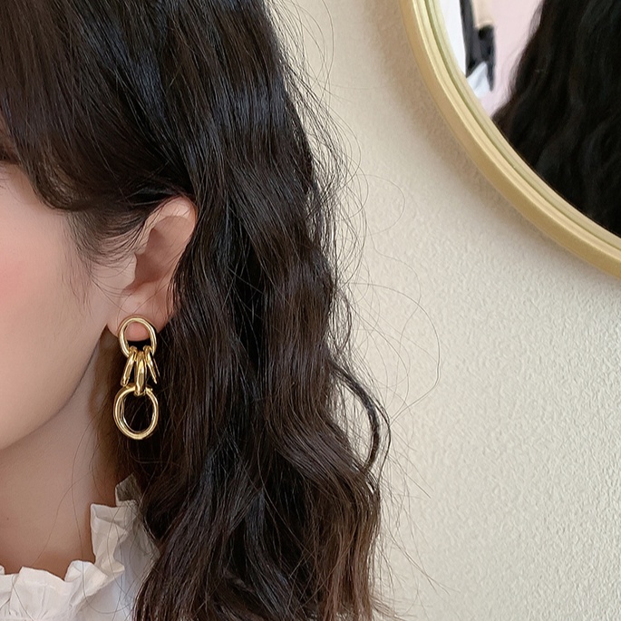 Set 3 Khuyên Tai Kim Loại Thanh Lịch