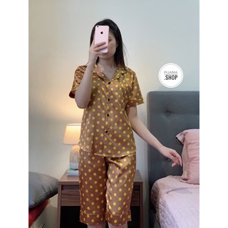 Bộ pijama lửng, đồ ngủ pizama mặc nhà satin cao cấp