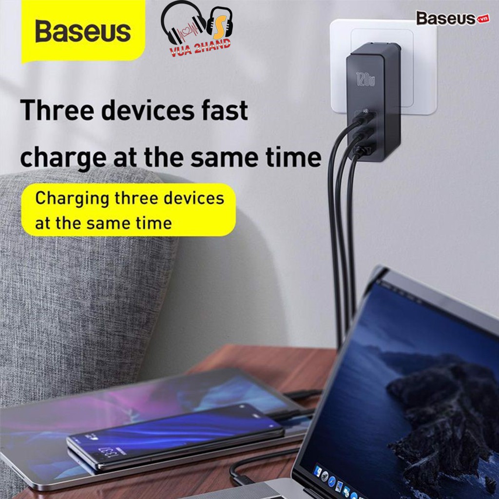 [Mã SKAMAP6 giảm 8% đơn 250k]Bộ sạc nhanh đa năng Baseus GaNQuick Charger 120W