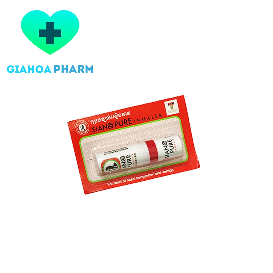 Ống hít mũi Siang Pure Inhaler ông già Thái - Thông mũi, dễ thở, 2 đầu