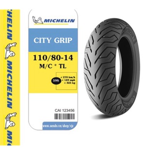 Michelin 110/80-14 TL  City Grip 2 hàng Châu Âu  được lắp cho sau Medley , Libety , Janus , trước NVX ....