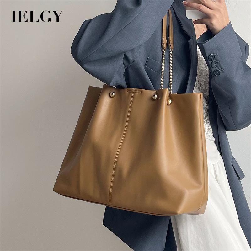 Túi Đeo Vai Cỡ Lớn Bằng Da Mềm Phối Dây Đeo Sợi Xích Thời Trang Cho Nữ