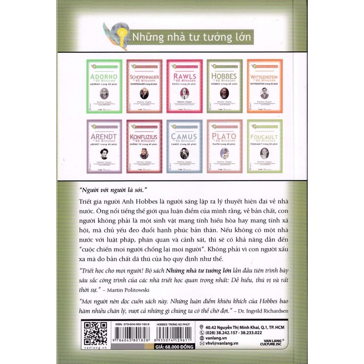 Sách - Những Nhà Tư Tưởng Lớn - Hobbes Trong 60 Phút