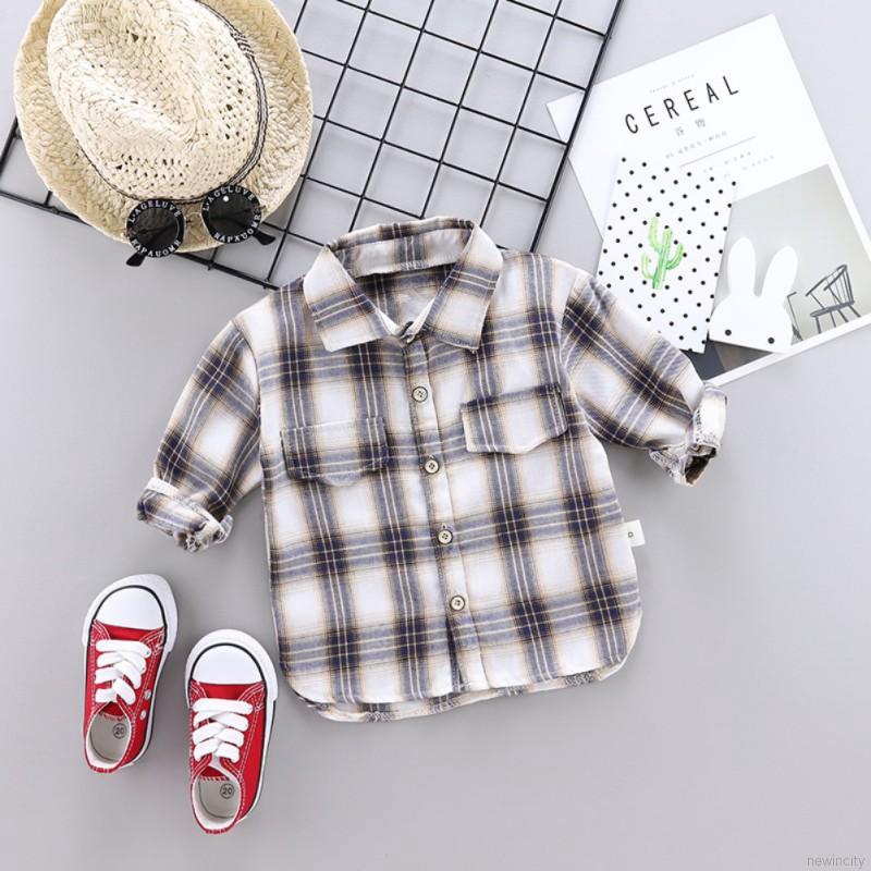 Áo sơ mi dài tay họa tiết kẻ sọc phong cách Hàn Quốc thời trang cho bé trai