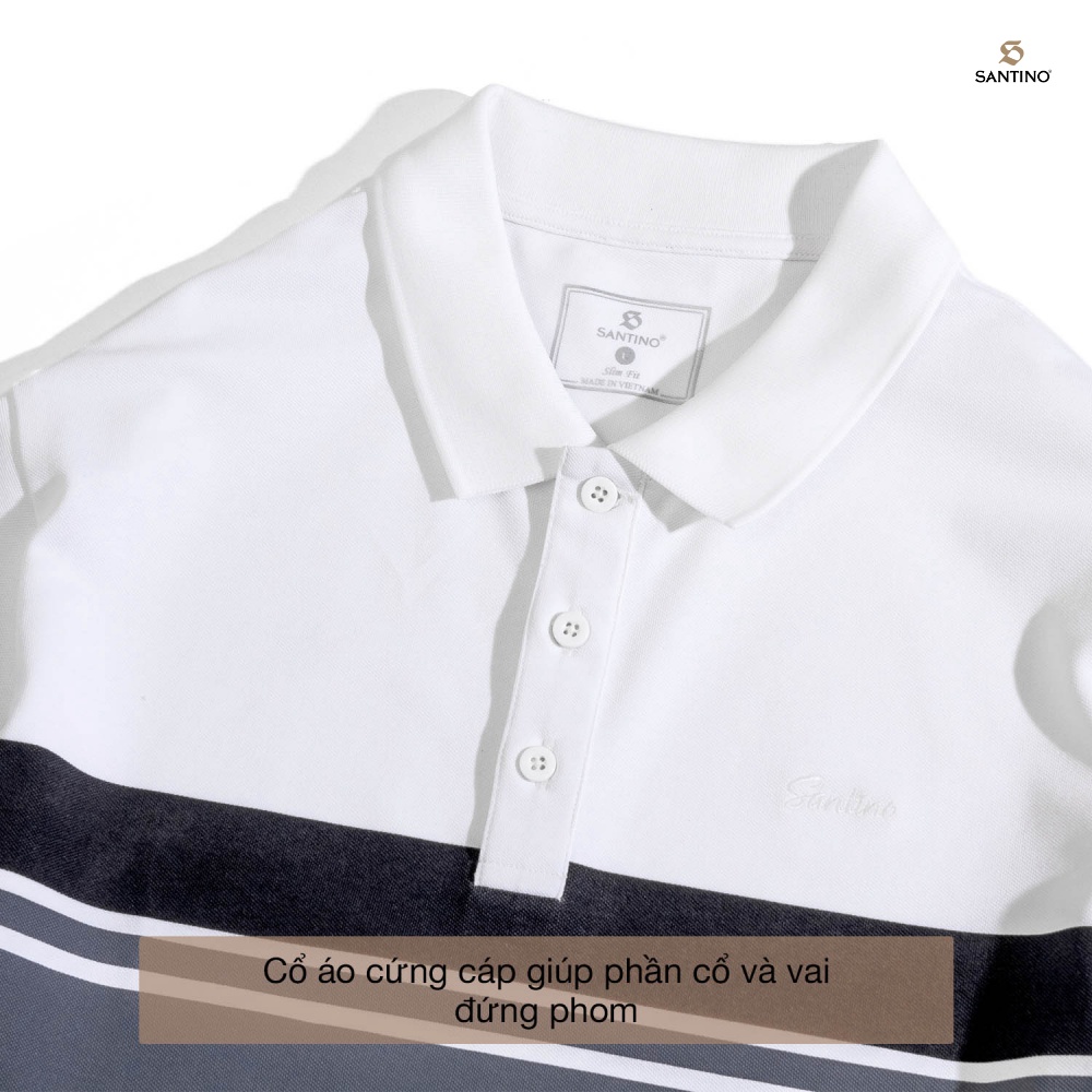Áo Thun Polo Nam Cá Sấu Santino Phối Ngực Lịch Lãm Chuẩn Form Kháng Khuẩn Chống Nhăn Trẻ Trung E013