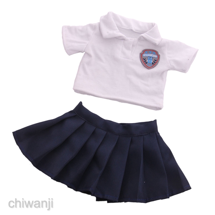 Set đồng phục áo thun tay ngắn kèm chân váy cho búp bê