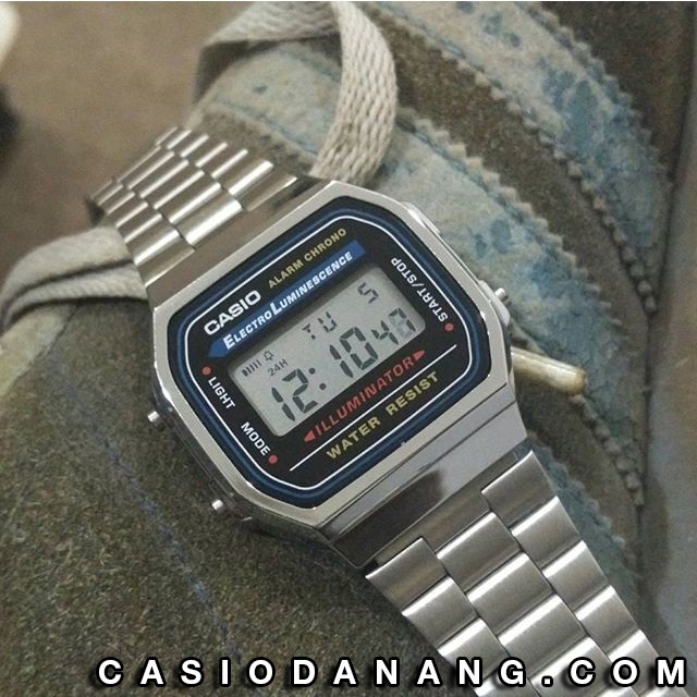 Đồng hồ unisex dây kim loại Casio chính hãng Anh Khuê A168WA-1WDF (36mm)