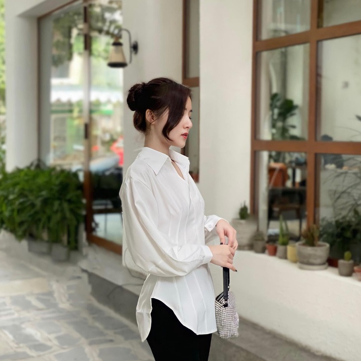 Áo sơ mi dáng xếp ly eo EDINI - A1363