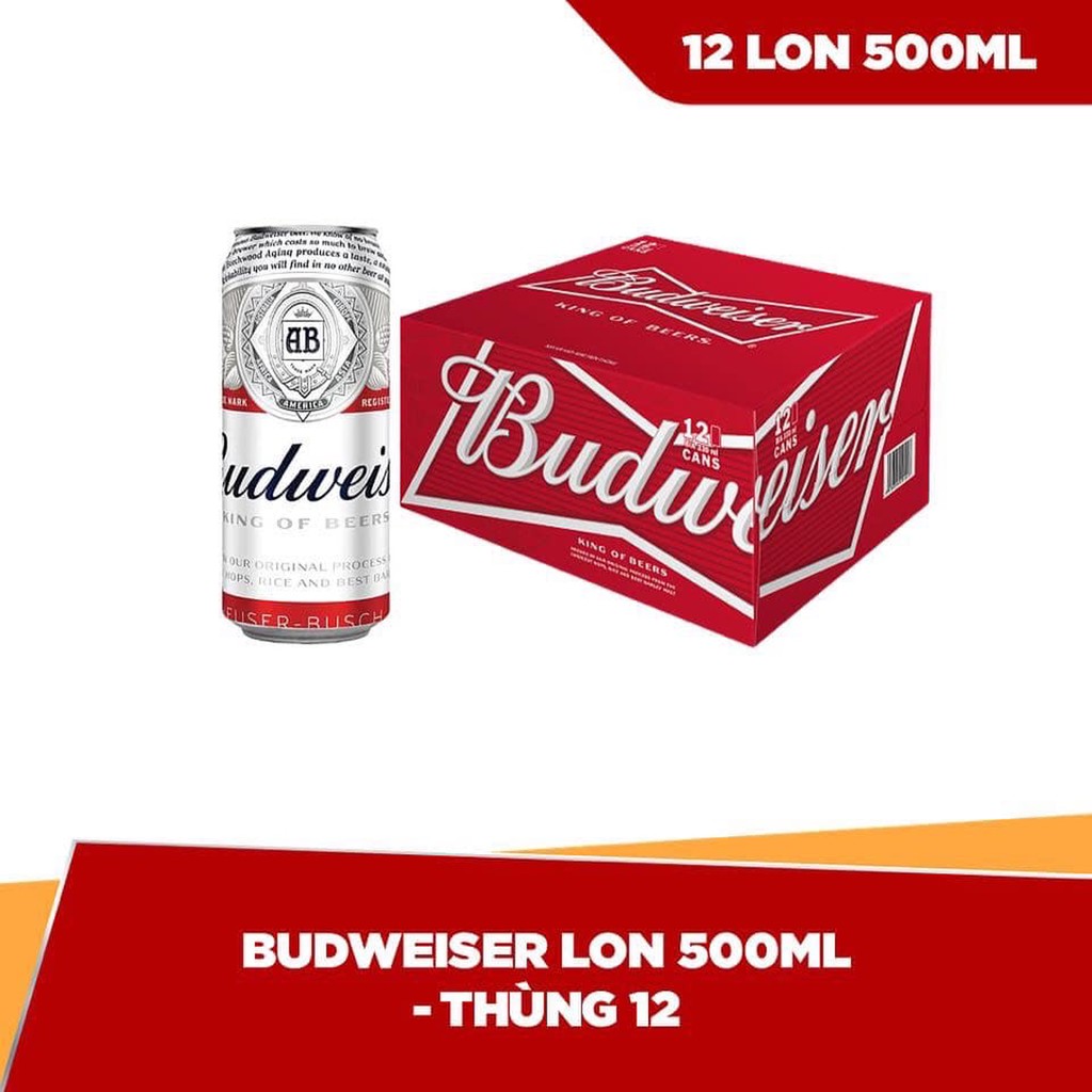 Thùng Bia Budweiser Mỹ 500ml x12 lon | Chính Hãng