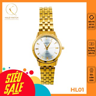 Đồng Hồ Nam HALEI WATCH Dây trắng mặt xanh, dây vàng mặt đen , dây vàng mặt trăng , Chống nước chống xước