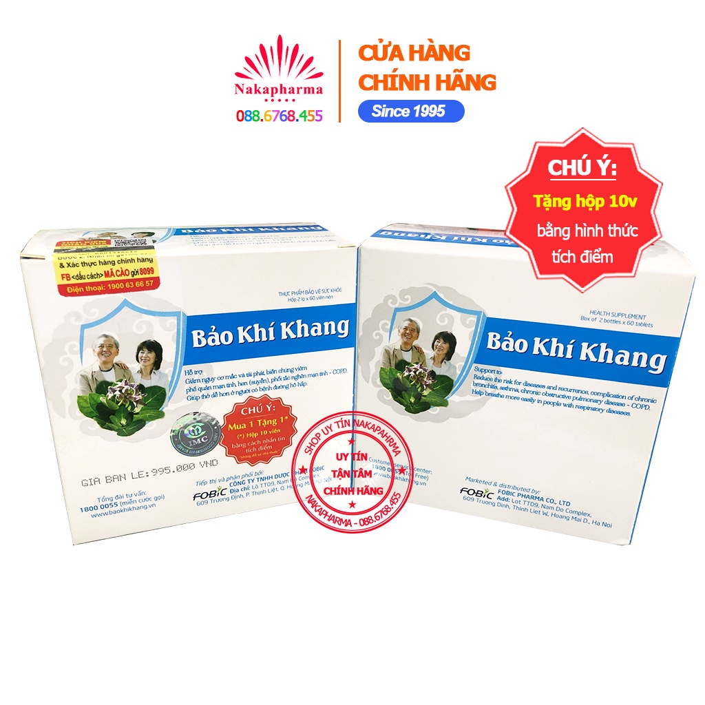 Bảo Khí Khang 120v - Tặng hộp 10v | Giảm ho, viêm họng, khó thở, ngừa viêm phế quản, hen suyễn, viêm đường hô hấp