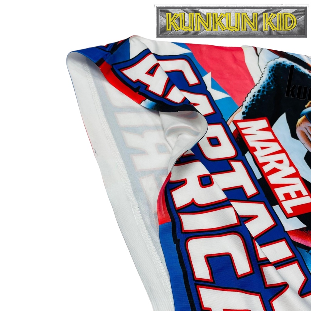 Quần áo trẻ em in 3d tay ngắn captain america size đại 10-60kg Kunkun TP650 thun lạnh co giãn 4 chiều