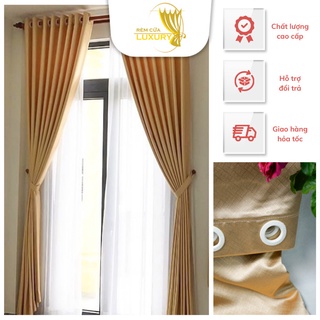 Rèm cửa sổ chính màu vàng kem Loại 1 chống nắng cao cấp màn vải treo tường trang trí  phòng ngủ và phòng khách Lux02 