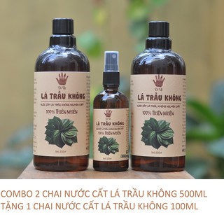 COMBO 2 CHAI NƯỚC CẤT TRẦU KHÔNG NGUYÊN CHẤT DÌ ÚT 500ML TẶNG 1 CHAI NƯỚC CẤT LÁ TRẦU KHÔNG NGUYÊN CHẤT 100ML 100ML