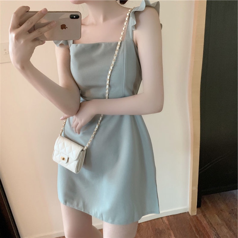 [ Mã 12FASHIONSALE1 giảm 10K đơn 50K ] Đầm Hai Dây Dáng Ôm Thời Trang Mùa Hè Hàn Quốc Quyến Rũ Dành Cho Nữ