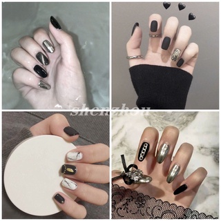 [Hàng mới về] Bộ 24/30 Móng Tay Giả Màu Đen Nhám Chất Lượng Cao Hiệu Ứng Mắt Mèo Dùng Để Trang Trí Móng Nghệ Thuật