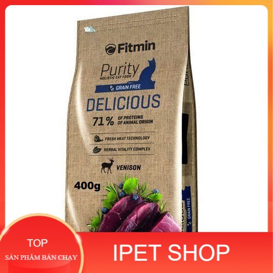 Thức ăn hạt khô cho mèo trưởng thành Fitmin Cat Purity Delicious 1kg (vị thịt nai) - ipet shop