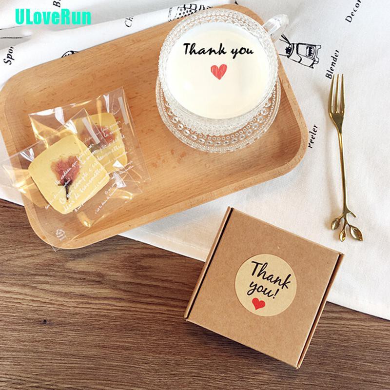 Bộ 60 Sticker Giấy Kraft Hình Trái Tim In Chữ Thank You Dùng Để Trang Trí Gói Bánh
