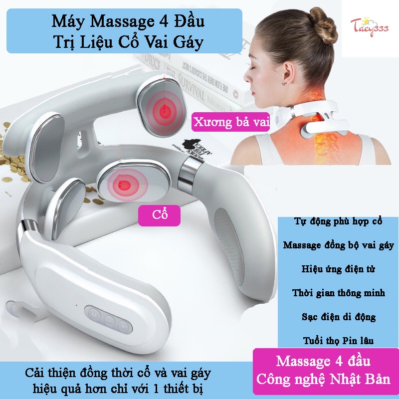 Máy Massage Cổ Vai Gáy 4 Đầu MSĐ FINOSE Công Nghệ Nhật Bản,Hỗ Trợ Giảm Đau Nhanh Chóng và An Toàn