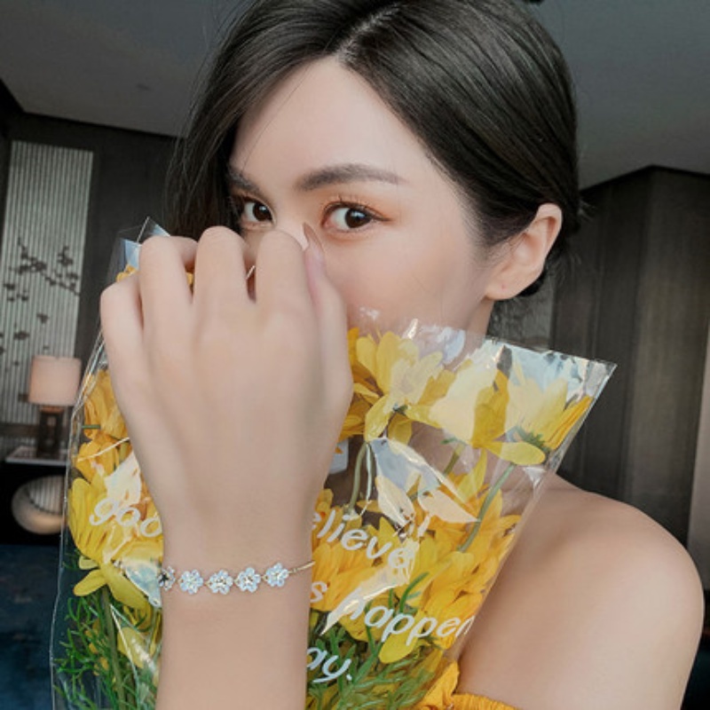 Vòng tay đính đá zircon hình hoa mận tinh tế phong cách Hàn Quốc thời trang cho nữ