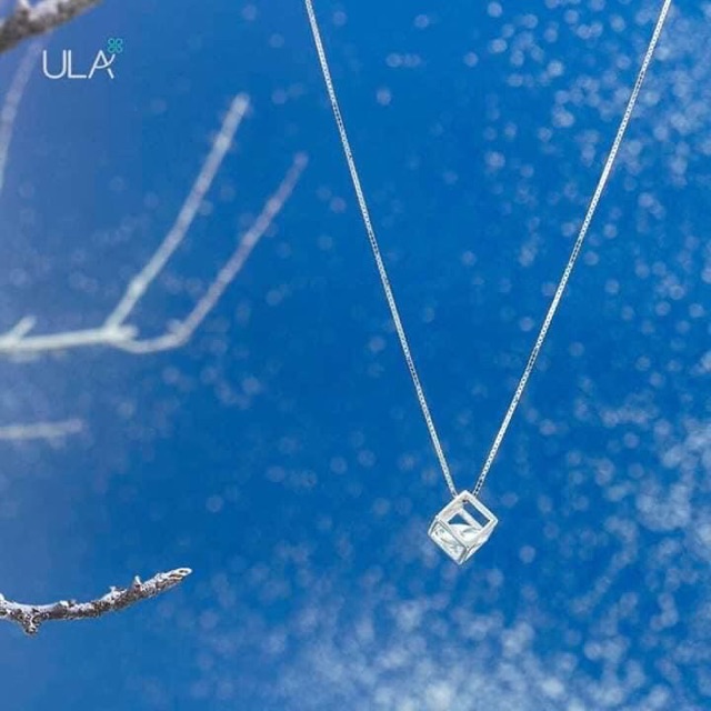 Dây chuyền bạc hình hộp đá trắng siêu sang chảnh giá tốt