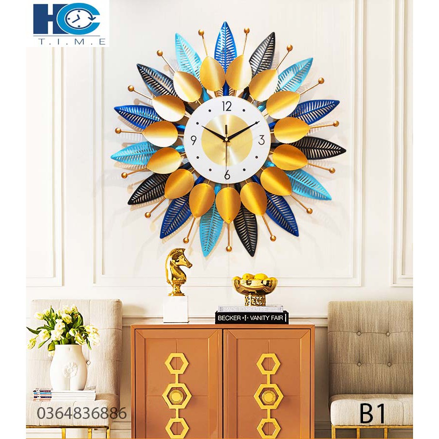 Đồng hồ treo tường trang trí decor B1 kích thước 70x70 cm
