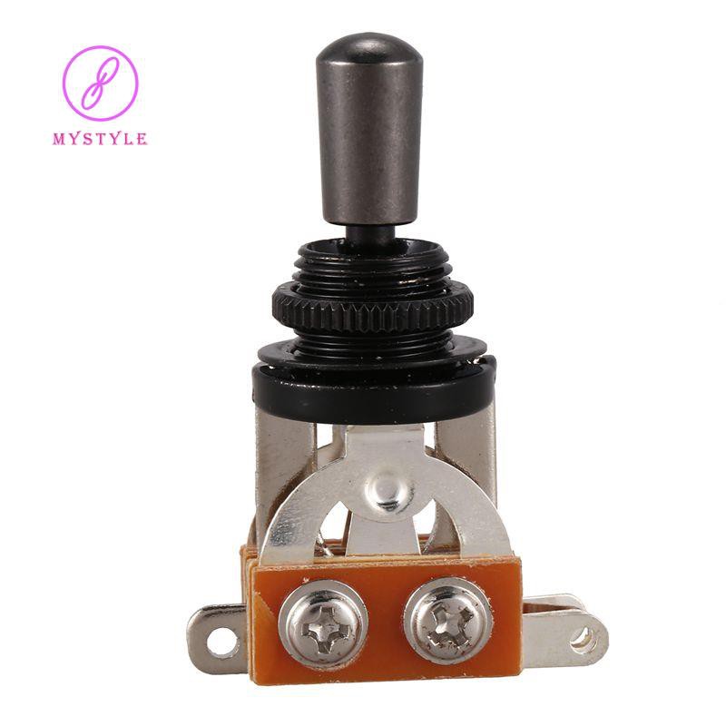 Electric Guitar 3 Way Toggle Switch Pickup Selector Switch With Metal Tip Knob (Sier + black cap)