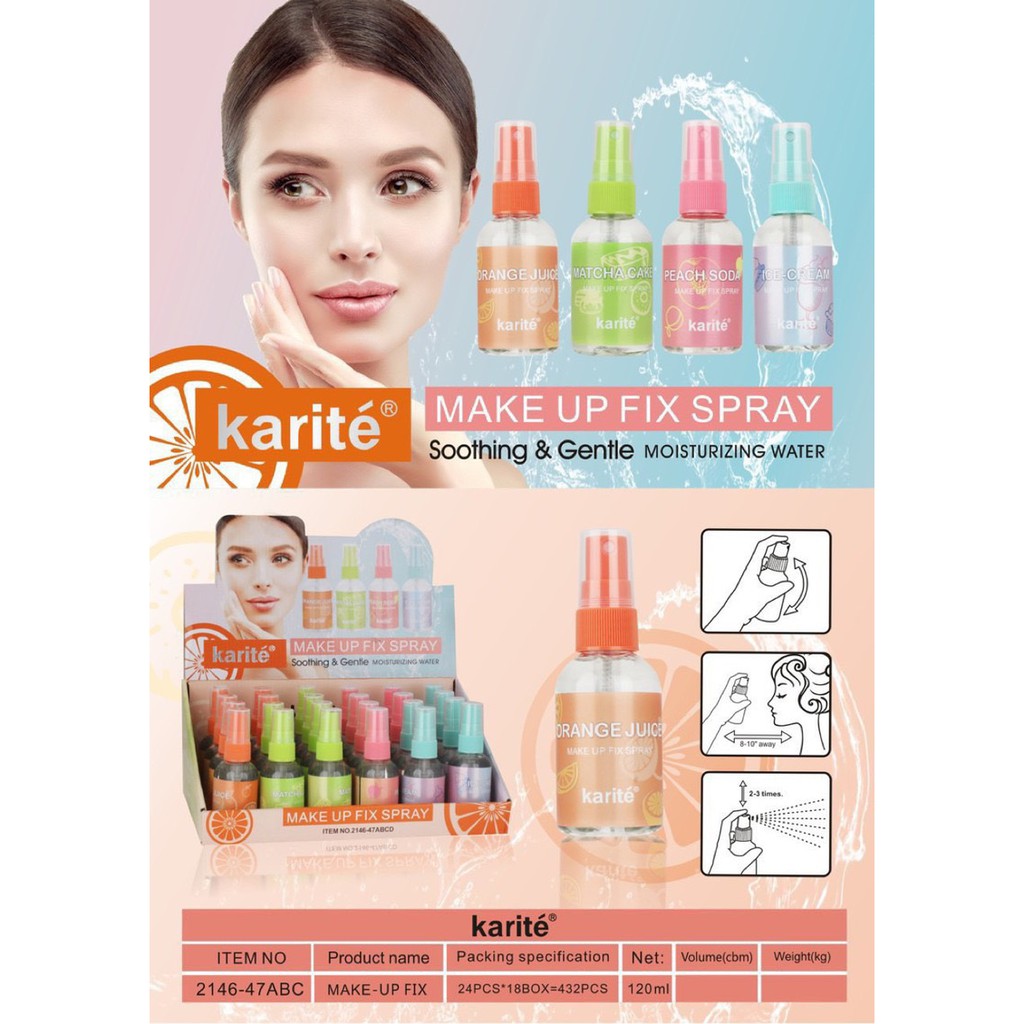 Xịt khoáng khóa trang điểm, Make up, Hương trái cây - Karite nhập khẩu | BigBuy360 - bigbuy360.vn