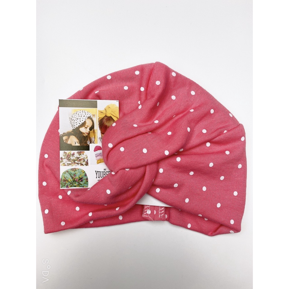 Mũ turban xoắn cho bé gái, nón tuban nơ chéo trùm đầu em bé sơ sinh siêu xinh chất cotton