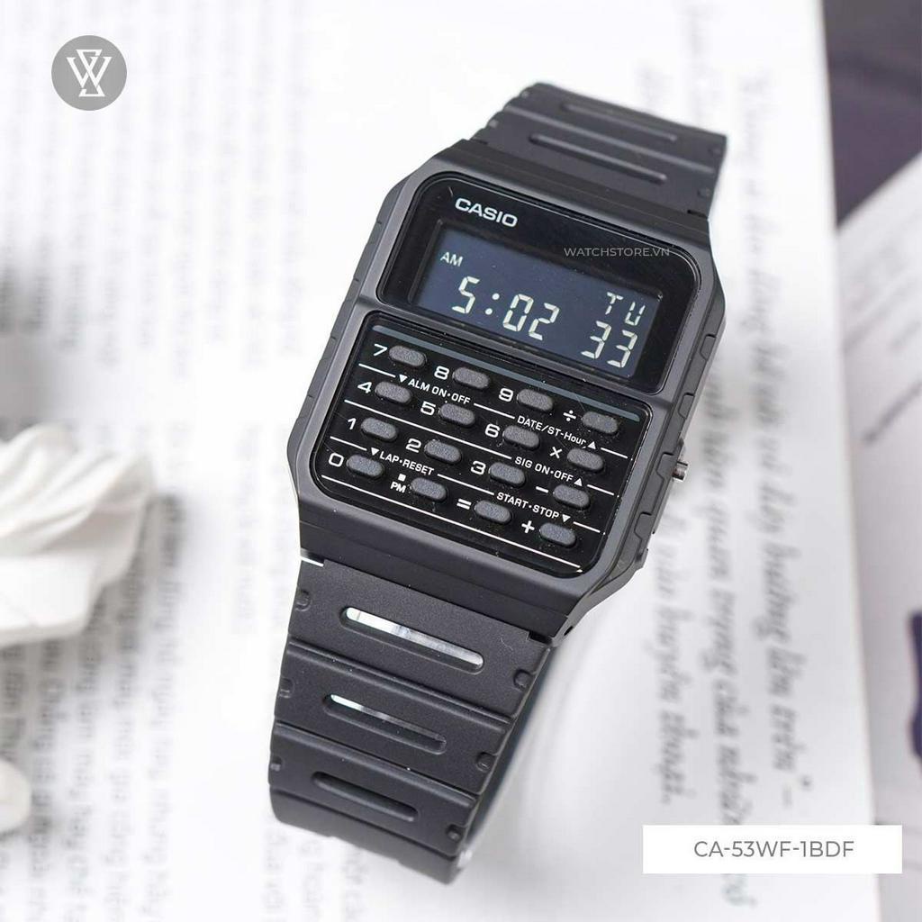 Đồng Hồ Điện Tử Unisex Casio WATCHSTORE CA-53WF-1BDF Thiết Kế Mặt Kính Nhựa 43,2×34,4mm Kèm Máy Tính Tiện Dụng