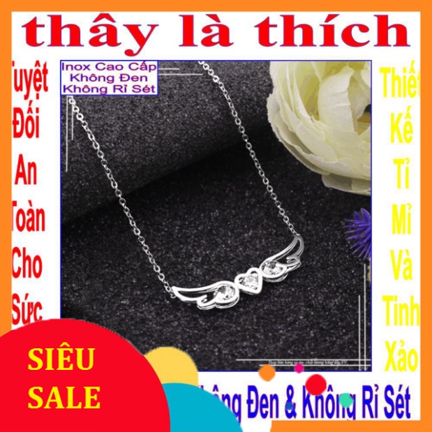 Dây chuyền bé gái đôi cánh đính đá phối trái tim xinh xinh - An toàn cho trẻ -Cam kết 1 đổi 1 nếu hoen , gỉ sét