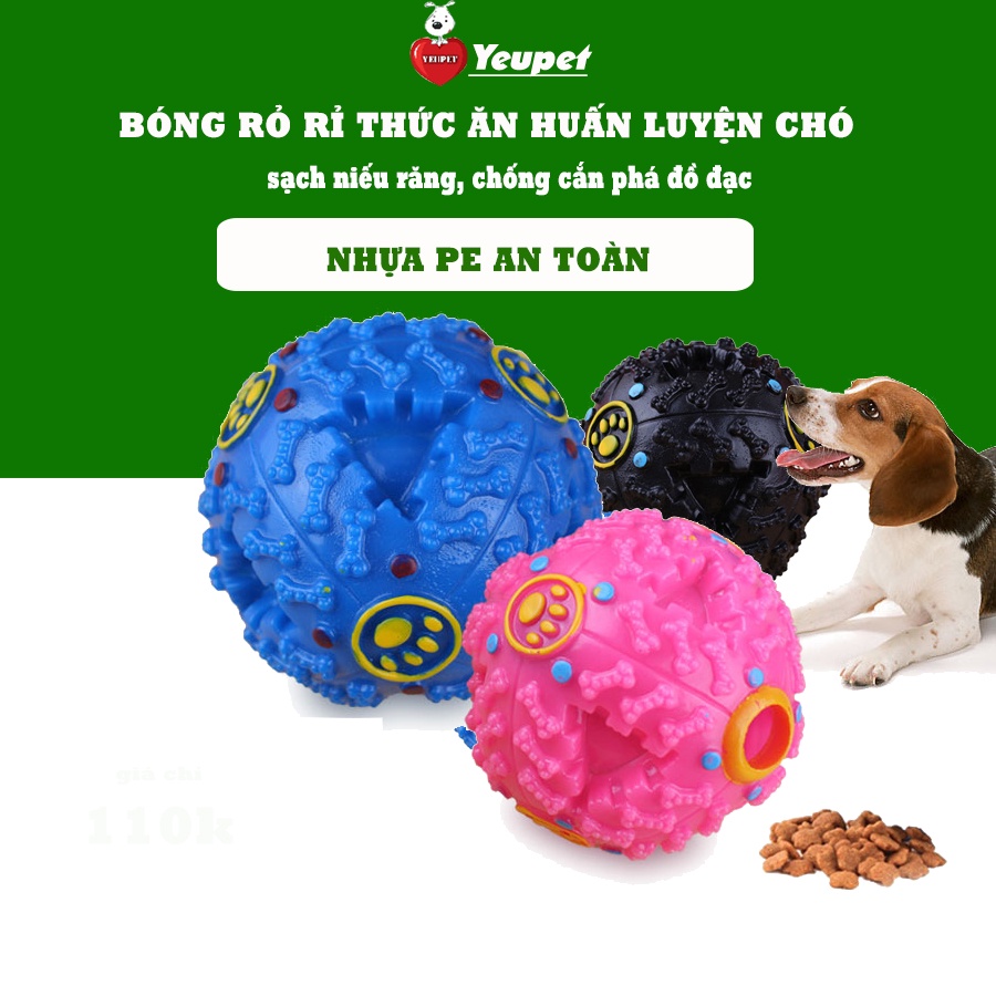 Bóng đồ chơi cho chó lớn gặm có tiếng kêu, đựng thức ăn thư giãn giảm stress, YEUPET