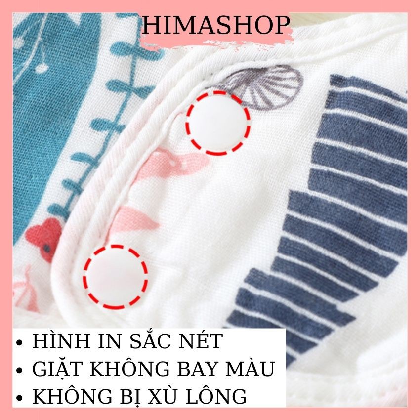 Yếm Ăn Dặm Xoay Tròn 2 Mặt Cho Bé Loại Dày 8 Lớp Không Xù Sợi Vải HIMASHOP H006