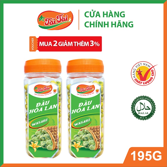Đậu hoà lan Wasabi Tài Tài hũ 195g