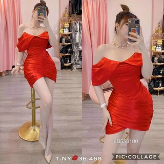 Đầm body nhúng đắp tà trễ vai