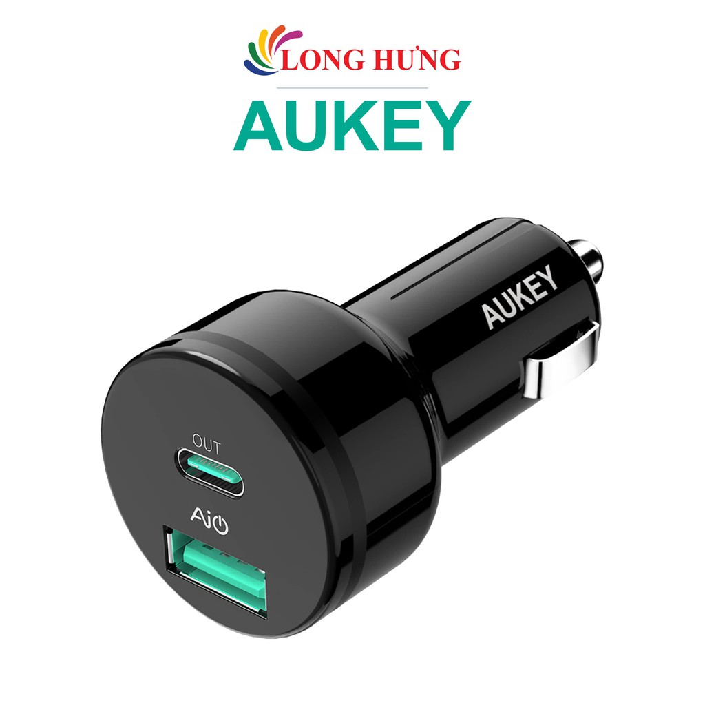 Cốc sạc xe hơi Aukey 1USB 1Type-C CC-Y7 - Hàng chính hãng