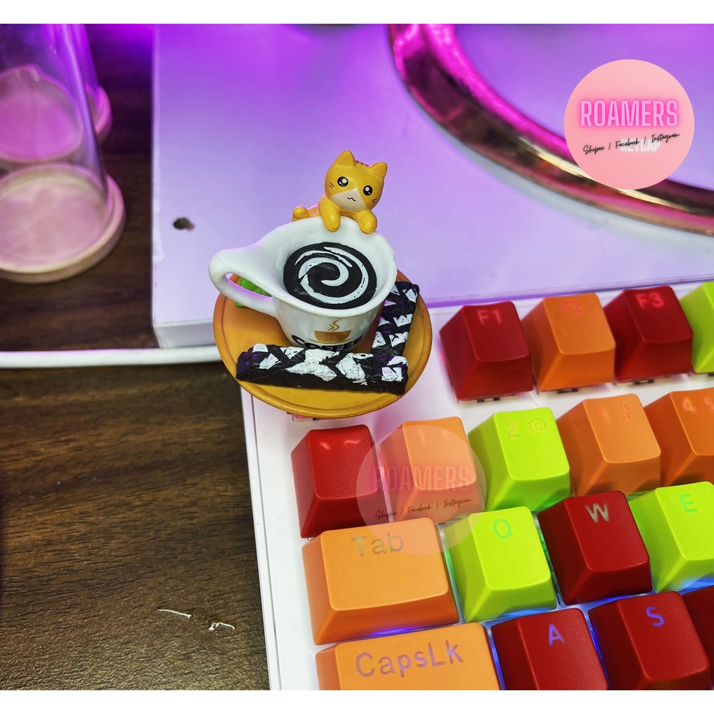 Keycap lẻ Mèo Cà Phê siêu đẹp Vingate trang trí keycaps anime