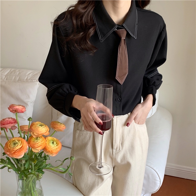 SƠ MI TRƠN BASIC KÈM CÀ VẠT NHỎ