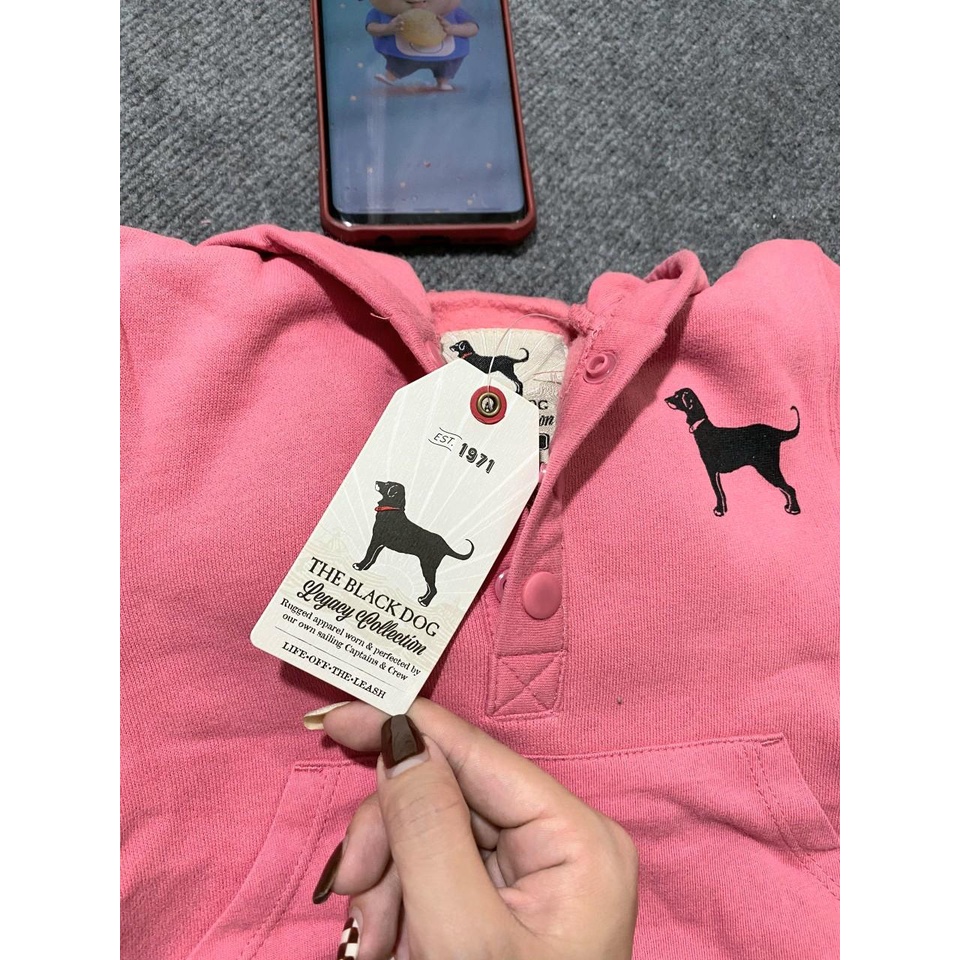 Áo nỉ dài tay The Black Dog hàng có mũ cho cả bé trai và bé gái size nhí