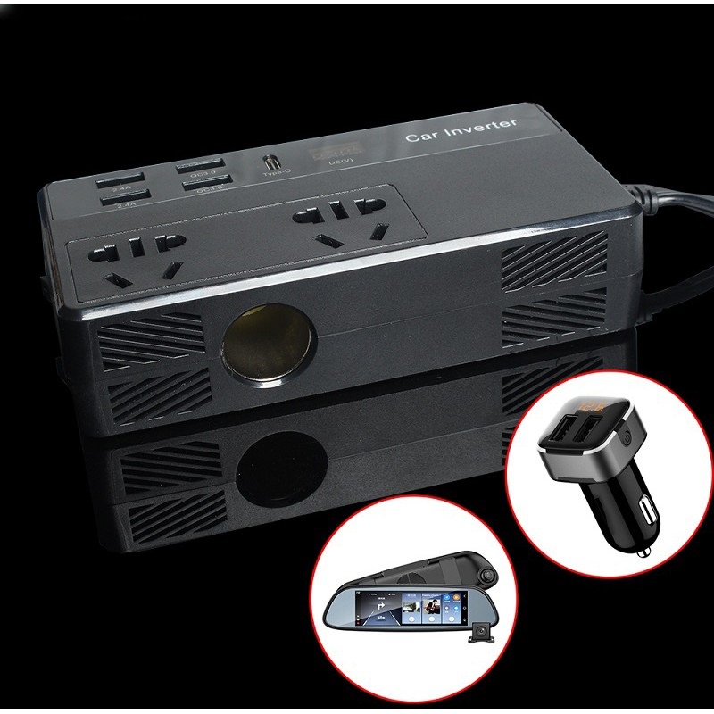 Bộ Chuyển Đổi Dòng Điện DC 12V Sang AC 110V/220V 200W Hỗ Trợ Cổng Type-C M2012