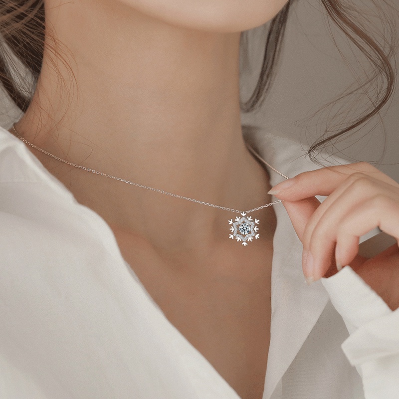 Dây Chuyền Nữ Hình Bông Tuyết Trắng Bạc Ý 2925 M1569 - Bảo Ngọc Jewelry