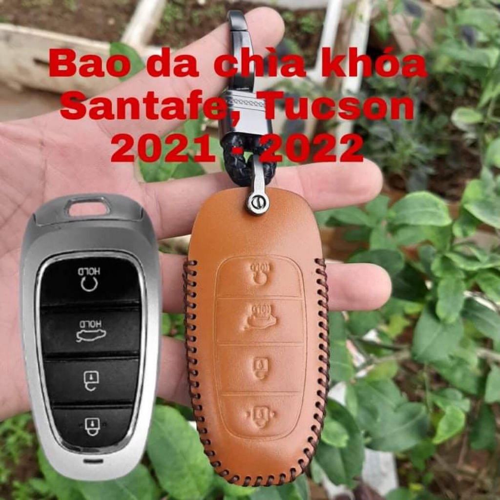 Bao da chìa khoá ô tô SANTAFE,TUCSON 2021-2022 da thật bảo hành 2 năm