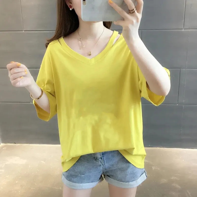 Áo Thun Nữ Cổ Chữ V Plus Size 40-150KG C9018