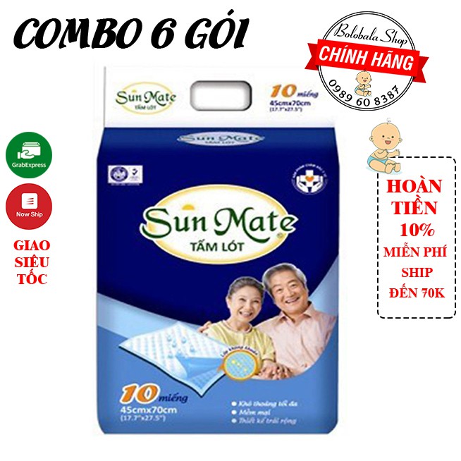 Combo 6 Gói Tấm lót Sunmate (45x70 cm)