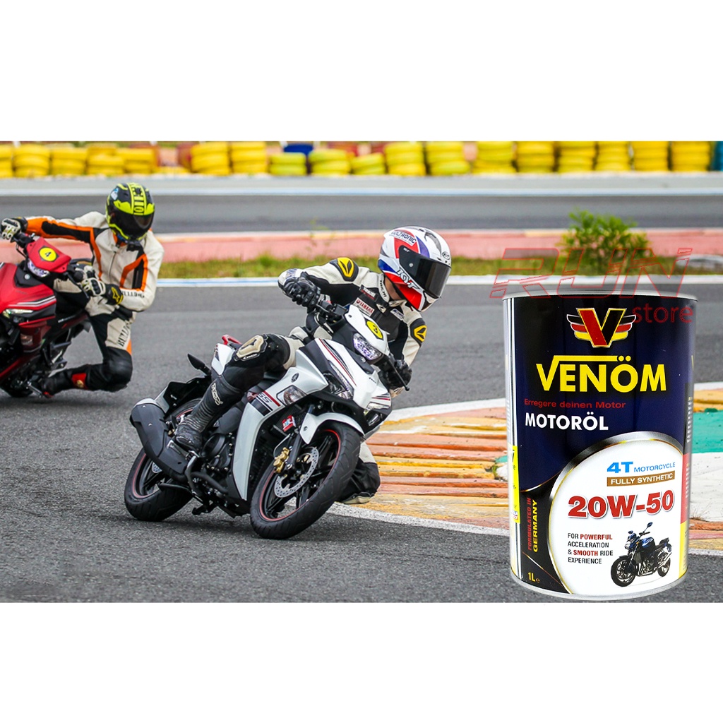 Combo 6 Lon Nhớt Tổng Hợp VENOM 4T MOTOCYCLE 10W40 SN 1000ml - VENOM 4T MOTOCYCLE FULLY SYNTHETIC - Made in UAE